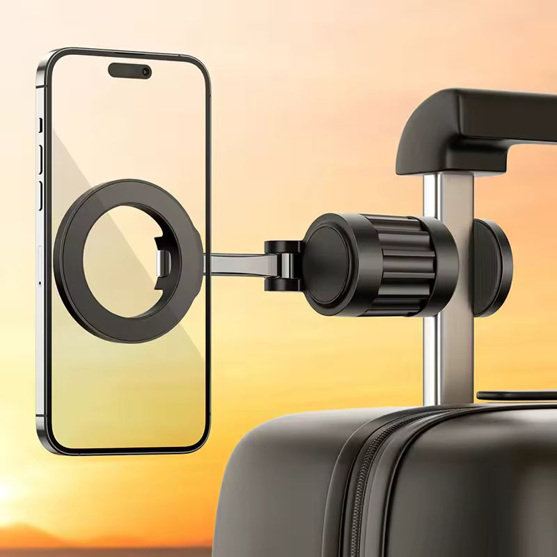 Phone screen facing forward on a magnetic travel grip, the kind of screen a tempered glass screen protector protects