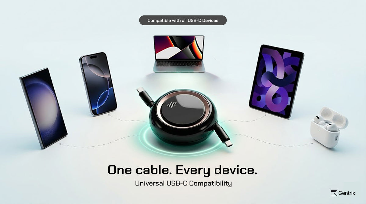 CoilPod 100W 5A Retractable USB C to USB C