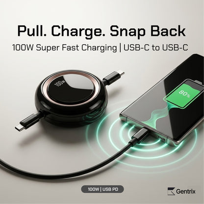 CoilPod 100W 5A Retractable USB C to USB C