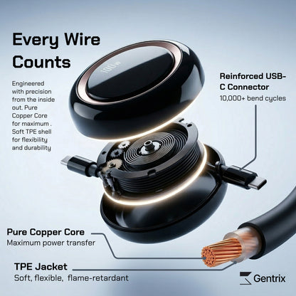 CoilPod 100W 5A Retractable USB C to USB C