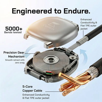CoilPod 240W 5A Retractable USB C to USB C Cable