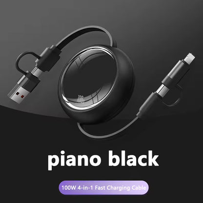 Customized Logo 100W 5A Retractable USB Charger Cable Promotional Gift for Camera Computer Multi-functional 4 1 Fast Charging