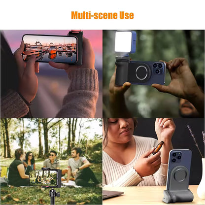 Magnetic New Camera Phone Grip Detachable Shutter Button Bracket Selfie Booster with Snap-On Phone Mount and Handle