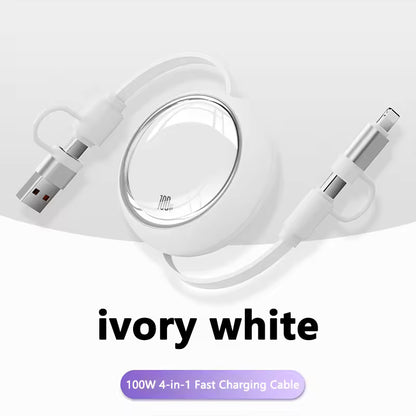 Customized Logo 100W 5A Retractable USB Charger Cable Promotional Gift for Camera Computer Multi-functional 4 1 Fast Charging
