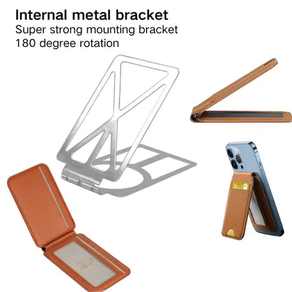 Custom RFID Slim Pu Leather Magnet Card Holder Wallet with ID Window for iphone Series