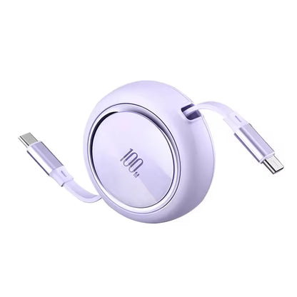 Logo Brand 100W 5A PD New Retractable Quick Charge 27w USB C to USB C Fast Charging Portable Retractable USB Cable