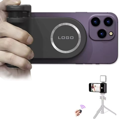 Magnetic New Camera Phone Grip Detachable Shutter Button Bracket Selfie Booster with Snap-On Phone Mount and Handle