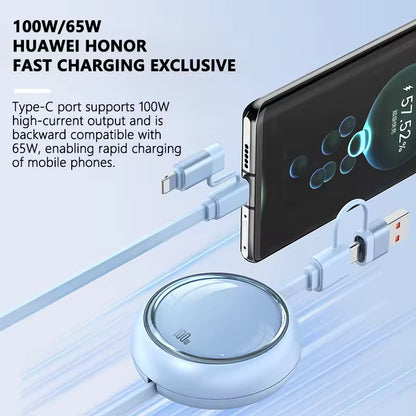 Customized Logo 100W 5A Retractable USB Charger Cable Promotional Gift for Camera Computer Multi-functional 4 1 Fast Charging