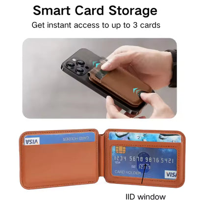 Custom RFID Slim Pu Leather Magnet Card Holder Wallet with ID Window for iphone Series