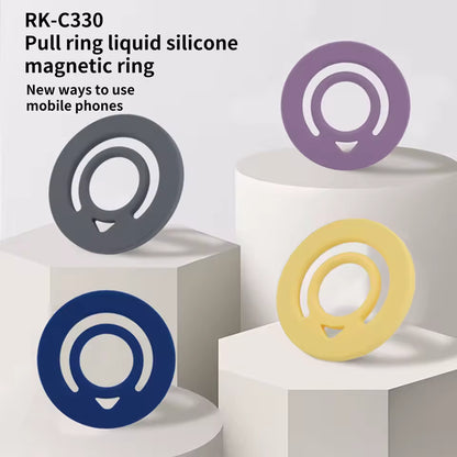 New Style Double-Sided Magnetic Silicone Ring  Holder RK-C330 Pull Ring Liquid Silicone Magnetic Ring Mobile Phone Holder