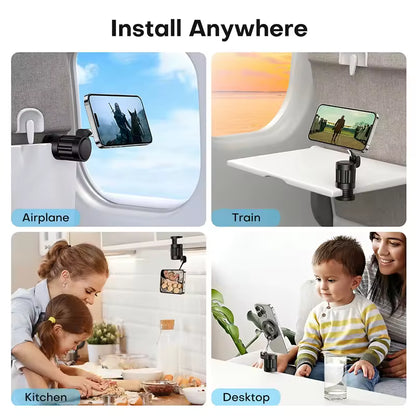 Universal Magnetic Phone Mount | Portable Foldable Stand for Airplane Seat, Train, Carry-on & Office 360° Adjustable