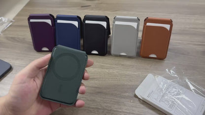 Custom RFID Slim Pu Leather Magnet Card Holder Wallet with ID Window for iphone Series